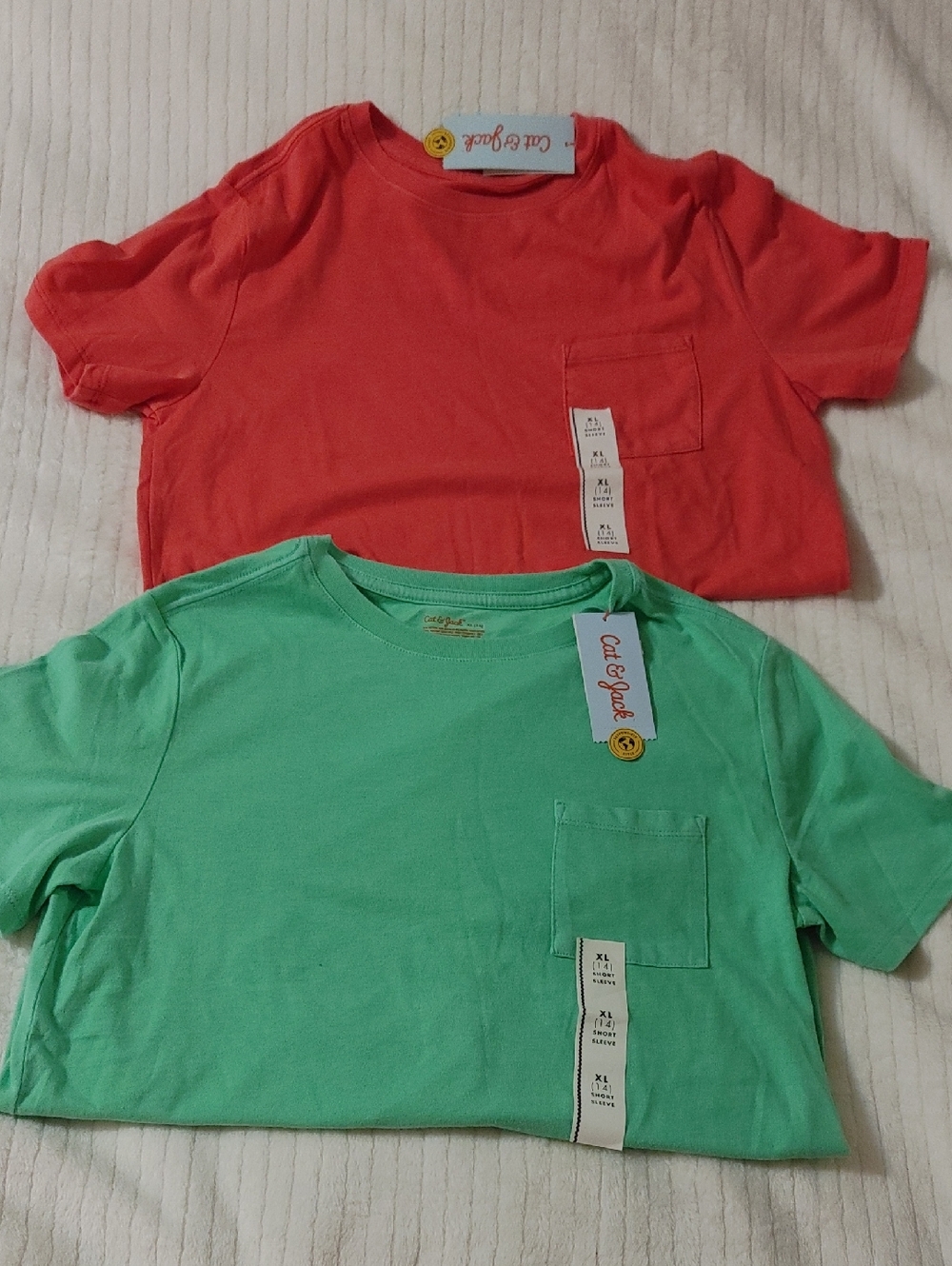 Cat & Jack Coral and Mint Short Sleeve Pocket Tee Set